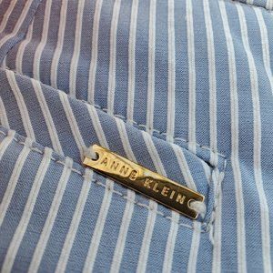 Ann Klein Blue White Stretchy Striped Ankle Trousers Size 2